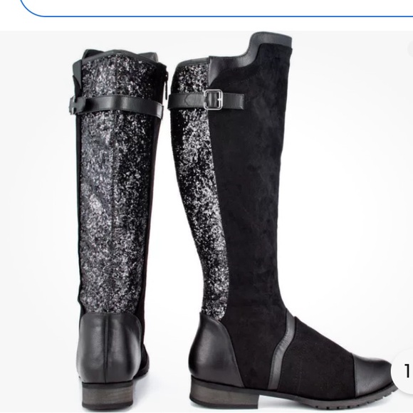 NIB Black Bardot Glitter  Boots by Michael Antonio Sze 5.5 - Picture 2 of 5